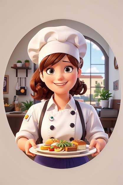 Premium Ai Image Cute Chef Girl In Uniform Character Smiling And