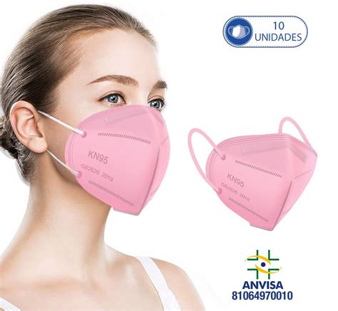 10 Máscaras Respiratórias KN95 PFF2 WWDoll 5 Camadas Rosa Chic Outlet