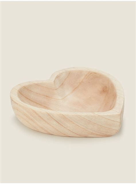 Natural Wooden Heart Bowl Home George At Asda