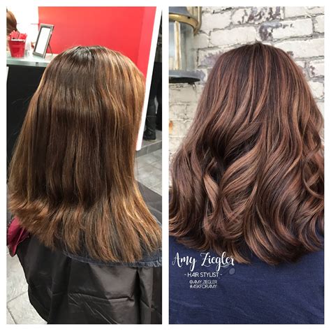 Caramel Highlight Balayage Transformation And Cut By Amy Ziegler Modernsalon Caramel Highlights