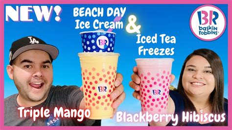 New Baskin Robbins Iced Tea Freeze And Beach Day Ice Cream Triple Mango And Blackberry Hibiscus 🌺🥭