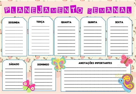 Planejamento Semanal Infantil