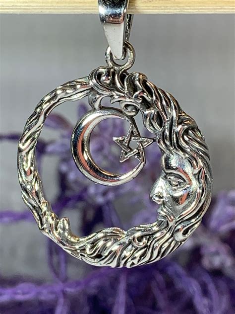 Moon Necklace, Celtic Jewelry, Celestial Jewelry, Wiccan Jewelry, Star Jewelry, Crescent Moon ...