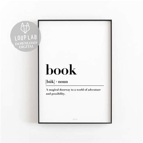 Book Definition Print Book Print Book Lovers Gift Book Art - Etsy ...