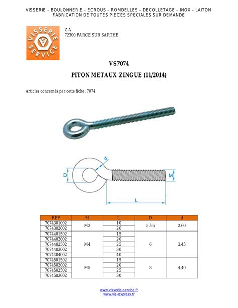 Piton M Taux X Diam Tre Oeil Acier Zingu