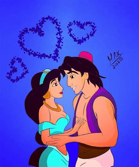 An Image Of A Man And Woman In The Style Of Disney S Princesses