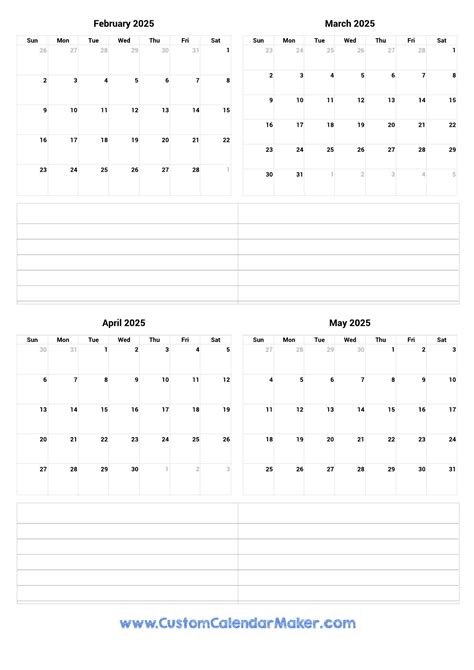 February To May Calendar Printable Prudy Tomasina