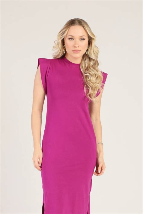 Vestido Midi Muscle Roxo Deluxe Valentt Fabrica De Moda