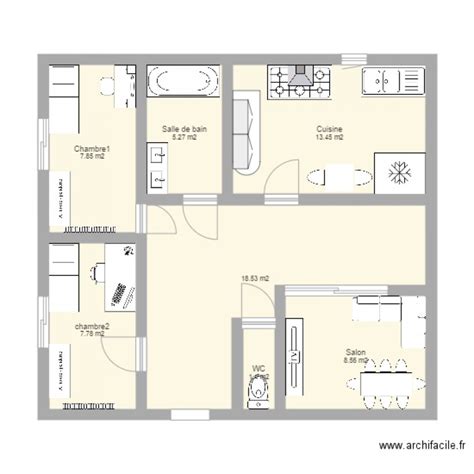 appartement 3 pièces Plan dessiné par Nyoussouf