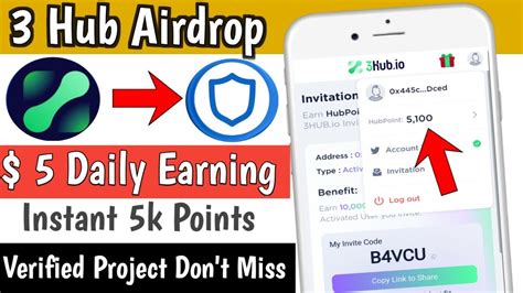 🔥3 Hub Airdrop Instant Claim 5k Hub Points Daily 5 Earning