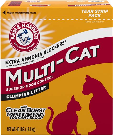 Arm Hammer Multi Cat Strength Clean Burst Clumping Litter 40 Lb Box