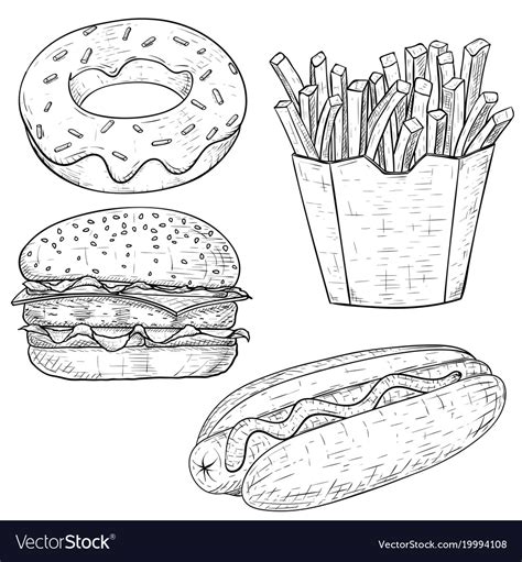 Fast food vintage sketch Royalty Free Vector Image