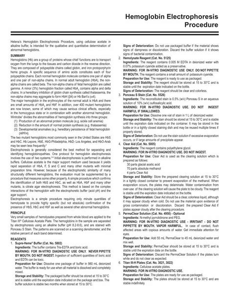 (PDF) HELENA Print.pdfHelena’s Hemoglobin Electrophoresis Procedure ...