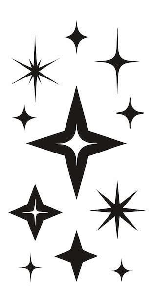 A Set Of Nine Black And White Starburst Illustrations Premium Ai