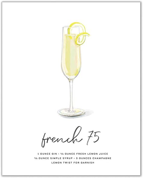 A Glass Of Champagne With A Lemon Slice In It And The Words French 75