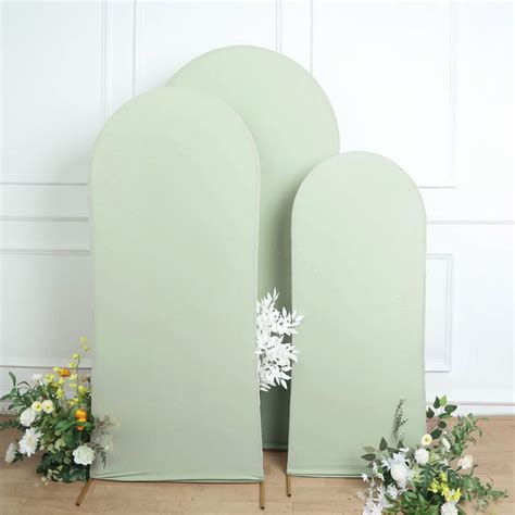 Set Of Matte Sage Green Spandex Fitted Chiara Backdrop Stand Cover