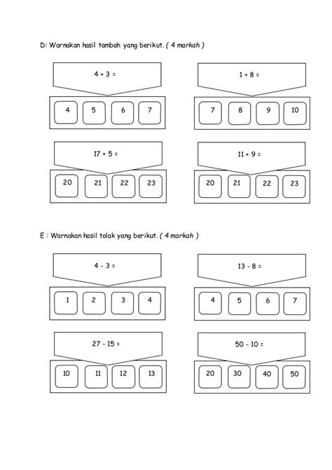 Latihan Matematik Tahun 1 Wang Latihan Matematik Tahun 1 Kelas