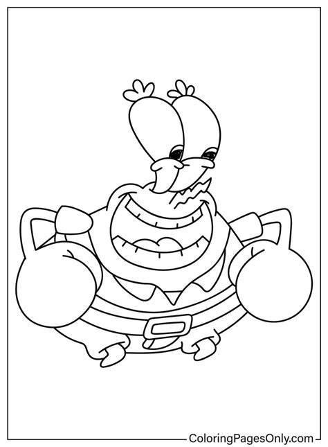 Happy Mr Krabs Free Printable Coloring Pages