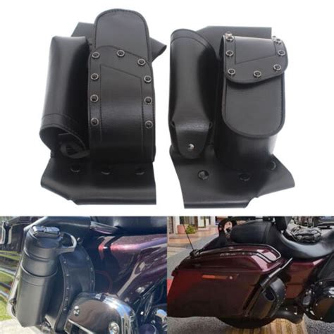 Pair Black Saddlebag Guard Bag Water Bottle Holder For Harley Electra