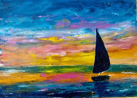 Sailboat Sunset Painting