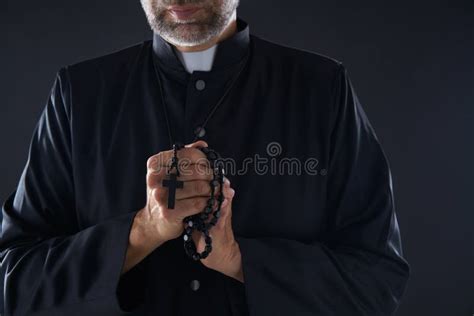 Priest Praying Hands With Rosary Beads Stock Photo Image Of