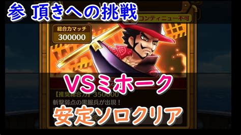 【サウスト】 参 頂きへの挑戦 Vsミホーク 安定ソロクリア Youtube