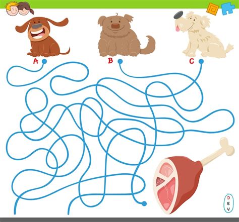 Premium Vector Maze Puzzle Game With Dogs And Meat