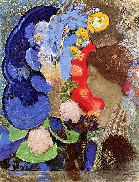 Flowers In Green Vase With Handles C By Odilon Redon Artchive