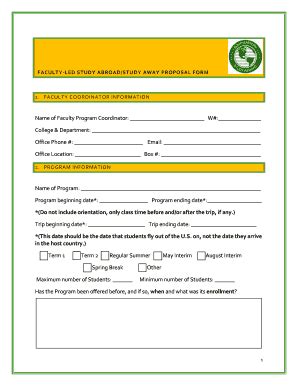 Fillable Online Faculty Led Study Abroad Study Away Proposal Form Fax