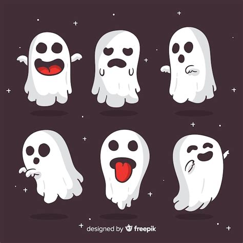 Colecci N Adorable De Fantasmas De Halloween Dibujados A Mano Vector