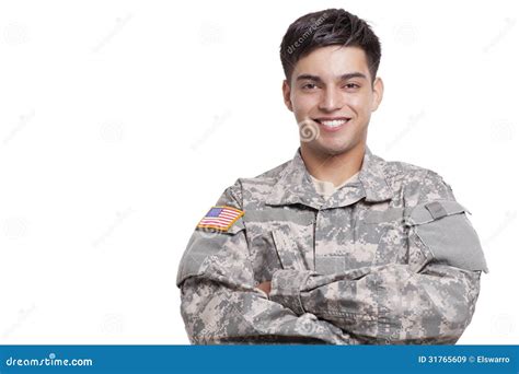 Portrait Of An American Soldier With Arms Crossed Stock Image Image