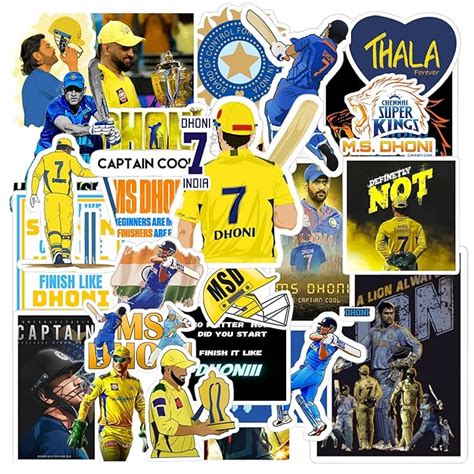 Sticker Fever Pack Of 35 Random Ms Dhoni Stickers For Laptop Mobile