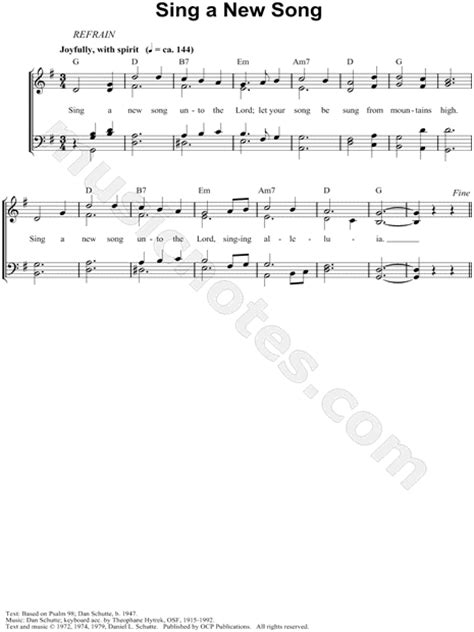 Dan Schutte Sing A New Song Sheet Music In G Major Transposable