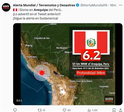 Sismo hoy Arequipa en vivo minuto a minuto del temblor que sacudió