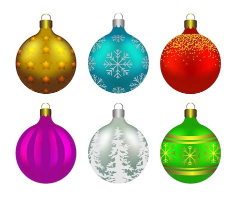 Conjunto De Bolas De árbol De Navidad Vector Premium