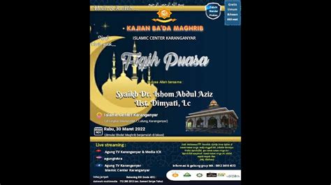 LIVE Fiqih Puasa Syaikh Dr Ishom Abdul Aziz Ustadz Dimyati Lc