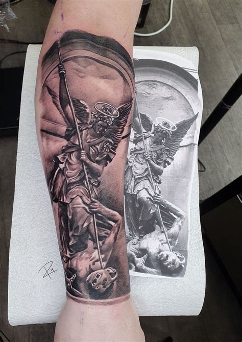 st michael the archangel tattoo forearm 6