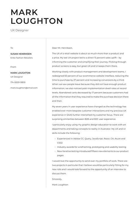 Ux Designer Cover Letter Examples Expert Tips Resume Io