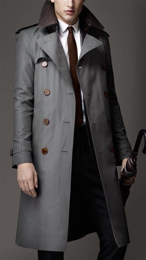 Long Cotton Gabardine Alligator Collar Trench Coat Burberry Trench Coat Men Coat Well