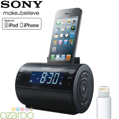 Sony All In One Clock Iphone Ipod Lightening Dock Alarm Radio Black Icf C11ipb Ebay