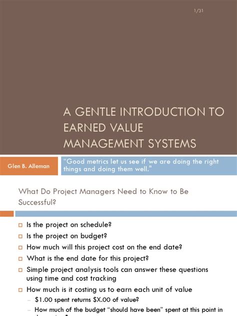 A Gentle Introduction To Earned Value Management Systems | PDF ... 