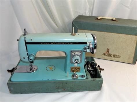 Vintage Ford Super Deluxe Sewing Machine Tone Teal Buffalo Ny