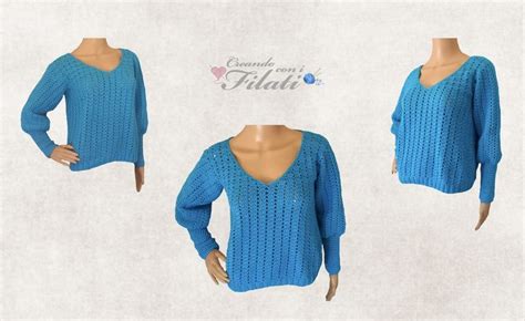 Maglia Scollo V Rosita Tutorial Uncinetto Crochet Creando Con I