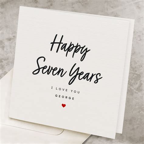 7 Year Anniversary Card, for Him, Happy Seven Years Personalized 7th ...