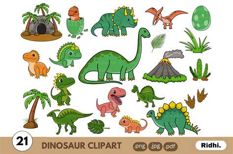 Cute Dino Clipart Graphic by Ridhikumari · Creative Fabrica