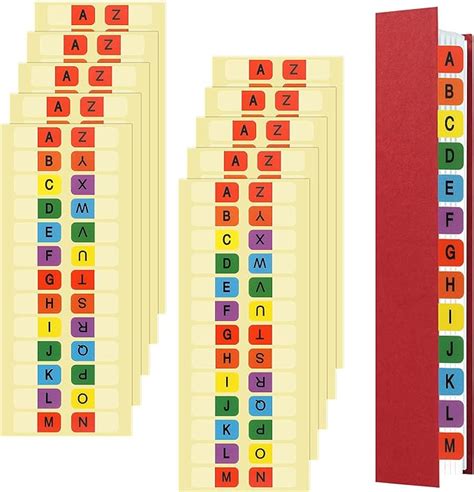 A Z Alphabetical Index Tabs 260pcs Self Adhesive Alphabet Tabs Dividers Multicolor