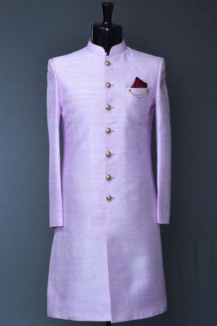 Pink Lavender Raw Silk Indo Western Sherwani Kg1481 Wedding Dresses