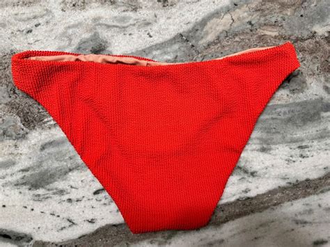 J Crew Bikini Bottom Womens XL Orange Textured Curved Waist Cheeky