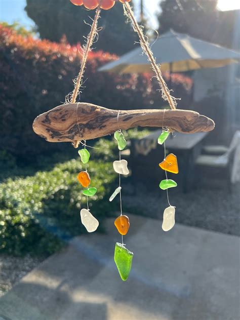 Mini Sea Glass Sun Catcher Wind Chime Mobile Decoration Seaglass Etsy