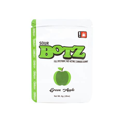 Green Apple 100mg Sour Botz Gummies Jane